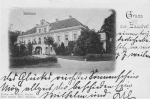 Zawartość – Content: Karta pocztowa ze zdjęciem fasady pałacu, ok. 1910 r.; Własność Intelektualna – Intelectual Property: Verlag von Herbst, Zauche, Phot. Anstalt Thiel, Sprottau; Prawa majątkowe: R. Sulik; Dookreślenie – Instantation: b.d.