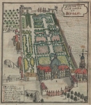 Zawartość – Content: Widok pałacu i założenia ogrodowego w Brzezince, ok. 1750; Własność Intelektualna – Intellectual Property: Friedrich Bernhard Wernher; Prawa majątkowe: Biblioteka Uniwersytecka we Wrocławiu; Dookreślenie – Instantiation: materiał reprodukowany w: F. B. Wernher, Topographia Seu Compendium Silesiae, Pars II [...], 1750–1800 (druk w zdigitalizowanych zbiorach Biblioteki Uniwersyteckiej we Wrocławiu)