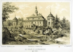 Zawartość – Content: Widok dworu w Chotkowie, rycina, ok. 1850; Własność Intelektualna – Intellectual Property: L. Dorsd von Schatzberg; Prawa Majątkowe: Biblioteka Uniwersytecka we Wrocławiu; Dookreślenie – Instantiation: Materiał reprodukowany w:  Leipelt A., Dorsd von Schatzberg L.,  Der Saganer Kreis topographisch, historisch und artistisch, mit Rücksicht auf Ortssagen und sonst bezügliche Merkwürdigkeiten dargestellt; und nebst einem Anhange der ältesten und wichtigsten Urkunden [...].  Sagan und Sorau 1850. (druk w zdigitalizowanych zbiorach Biblioteki Uniwersyteckiej we Wrocławiu).