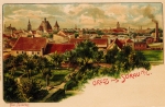 Zawartość – Content: Widok na panoramę Żar. W tle zamek i pałac. Karta pocztowa, ok. 1900 r.;  Własność intelektualna – Intelectual Property: Verlag Rauert & Pittius, G.m. b. H., Sorau N.-L.;  Prawa majątkowe: Sławomir Falkowski;  Dookreślenie – Instantiation: brak.