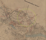 Zawartość – Content: Mapa katastralna Bojadeł (fragment), zielonym kolorem zaznaczono zespół pałacowy, skala 1:4000, 1926 r.;Własność Intelektualna – Intellectual Property: b. d.;Prawa Majątkowe: Archiwum Państwowe w Zielonej Górze;Dookreślenie: Materiał zawarty w jednostce archiwalnej sygn. 1, zespół: Urząd Katastralny w Zielonej Górze.