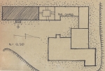 Zawartość – Content: Plan założenia zamkowego w Sulechowie, rysunek tuszem, 13.VIII.1959 r.;  Własność Intelektualna – Intellectual Property: Oramus (?).;Prawa Majątkowe: Lubuski Wojewódzki Konserwator Zabytków.;Dookreślenie – Instantiation: materiał załączony do: Oramus (?), Sulechów – zamek – (pozostałości) I – karta założenia, 13.VIII 1959 r.