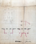 Zawartość – Content: Projekt nowych schodów zewnętrznych przed wejściem głównym do pałacu w Wojnowie, rysunek, 30 lipca 1910 r.;Własność Intelektualna – Intellectual Property: mistrz murarski J. Dimke, Unruhstadt;Prawa majątkowe: Archiwum Państwowe w Zielonej Górze;Dookreślenie-Istantiation: Materiał zawarty w jednostce archiwalnej Bausachen der Güter Bellwitz, Unruhstadt, Karge, Neukramzig, Woynowo und Hopfenbruch, sygn. 110, zespół: Obwodowy Urząd Policji Państwowej w Kargowej. 