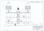 Zawartość – Content: Rysunek elewacji północnej w skali 1:100, 2002 r.; Właśność intelektualna – Intellectual Property: mgr inż. Tadeusz Jakuszyk, Maciej Jakuszyk; Prawa majątkowe: Urząd Miejski w Zbąszynku; Dookreślenie - Istantiation: Rysunek nr 6 zawarty w inwentaryzacji budowlanej obiektu.