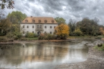 Park Mużakowski – Stary Zamek od strony wschodniej, Jezioro Lucie/Staw Zamkowy.